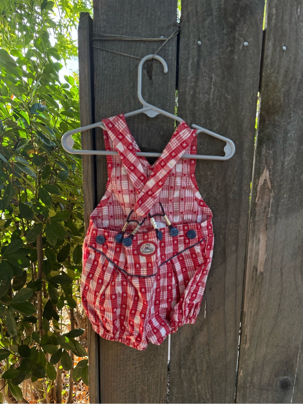 Vintage OshKosh Star Gingham Bubble Overalls